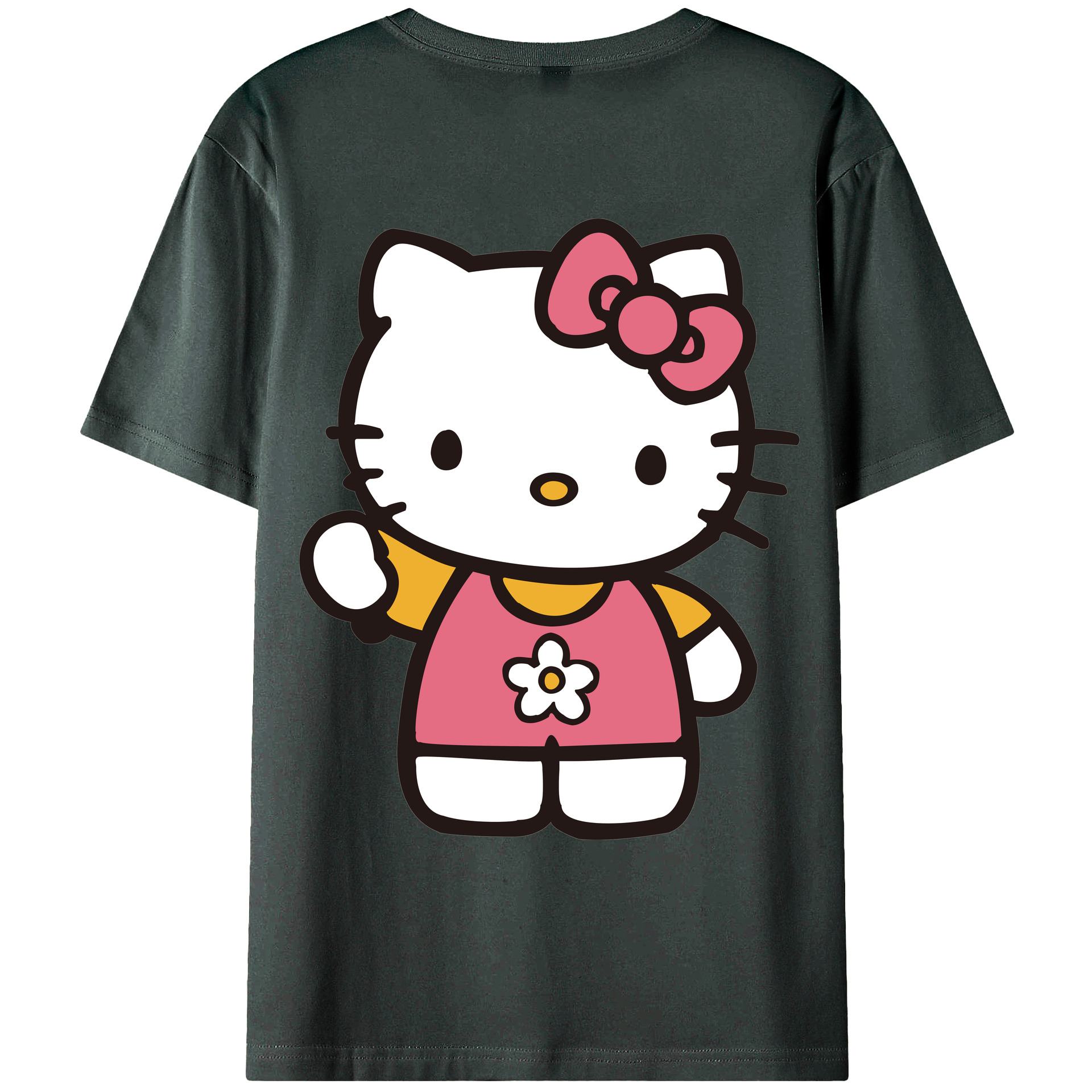 （画像用） Hello Kitty ハローキティ 綿100％ メンズ半袖Tシャツ（バックプリント） 通気性